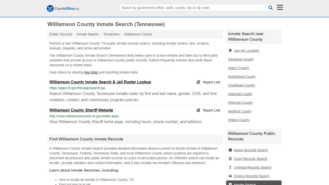 Inmate Search - Williamson County, TN (Inmate Rosters ...