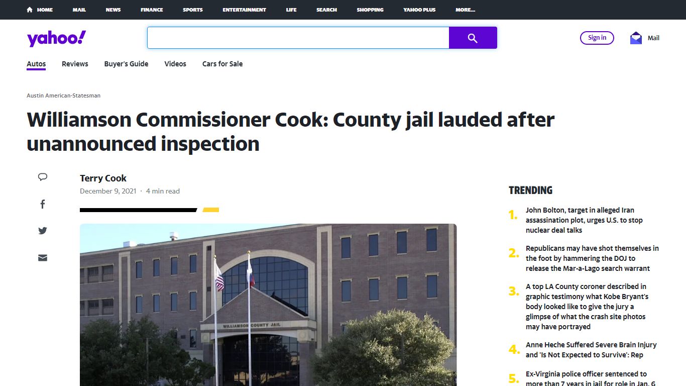 Williamson Commissioner Cook: County jail lauded after ...